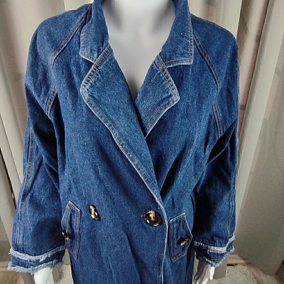 TKStyle Denim Blue Jean Trench Size XS - Picture 2 of 12